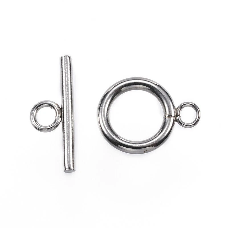 100 Sets Stainless Steel Toggle Clasps Steel Color Ring 16x12x2mm Bar 18x7x2mm - Image 1 of 1