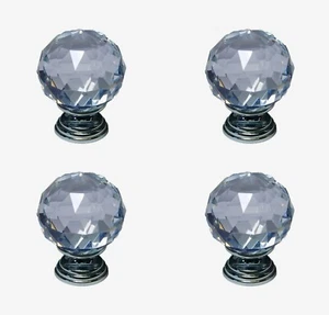 Pack de 4 perillas de cajón de armario de vidrio corte cristal lila base cromada de 30 mm o 40 mm - Imagen 1 de 1