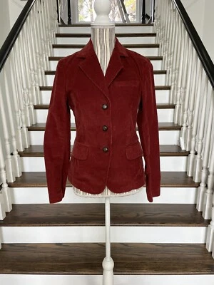 London Jean Blazer Womens Size 4 Maroon Corduroy Jacket Stretch Pockets Tailored Foto 1 de 4