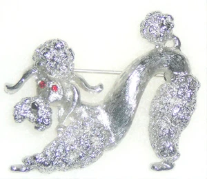 Monet silver poodle brooch, vintage, signed, safety catch - Picture 1 of 2
