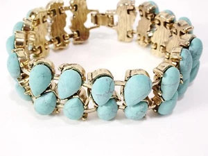 J.Crew Women's Turquoise Teardrop Touch Link Bracelet NWOT 135 - Picture 1 of 7