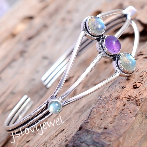 VALENTINO Bracciale in argento sterling 925 con pietre preziose labradorite e ametista per amore regalo