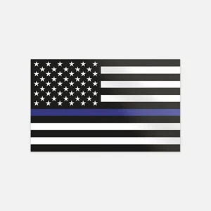Thin Blue Line American Flag Law Enforcement Vinyl Sticker Decal - Picture 1 of 1