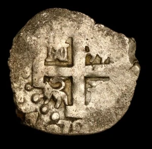 Peru Lima Spain 1/2 real 1722 Phillip V Silver Cob 2 dates RC2515 - Picture 1 of 2