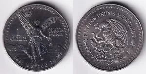 1991 MEXICO Plata Pura 1 Onza 1 Oz Estados Unidos Mexicanos Silver Coin .999 B - Picture 1 of 4