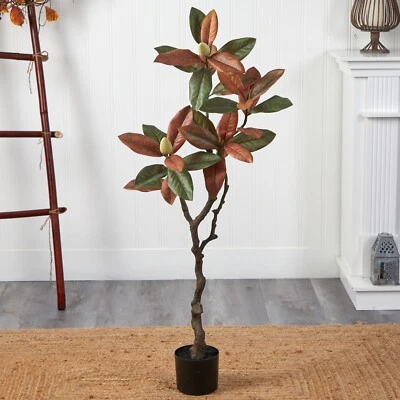 4’ Fall Autumn Magnolia Artificial Tree Home Office Decor. Retail $149 - Image 1 of 3