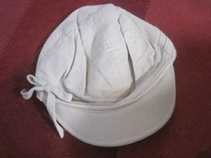 GIRLS HAT NEW ONE SIZE STONE COLOUR WITH PRETTY FLORAL LINING LINEN COTTON - Picture 1 of 6