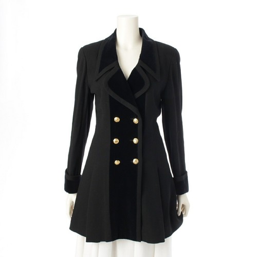 Chanel giacca vintage velluto lana doppio sartoriale nero 36 r5_0713