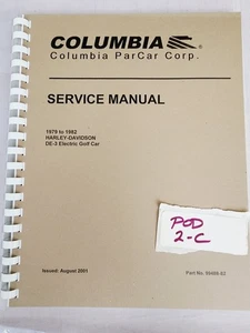 Columbia ParCar 99488-82 1979-82 Harley Davidson DE-3 Golf Cart Service Manual - Picture 1 of 3