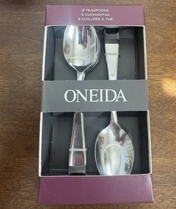 Oneida Set di Posate 8 Cucchiaini LYDELL Acciaio Inox Lucido Argenteria 7,5” NUOVO - Foto 1 di 4