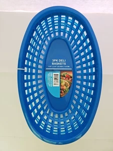 Cestas de plástico delicatessen para servir azul 6x9" ancho 2" alto estilo malla reutilizable - Imagen 1 de 5