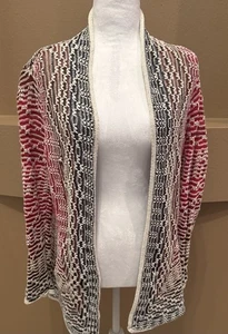 NIC+ZOE Fireside Cotton Blend Cardy Ombre Open Knit Cardigan Women’s Size L - Picture 1 of 7