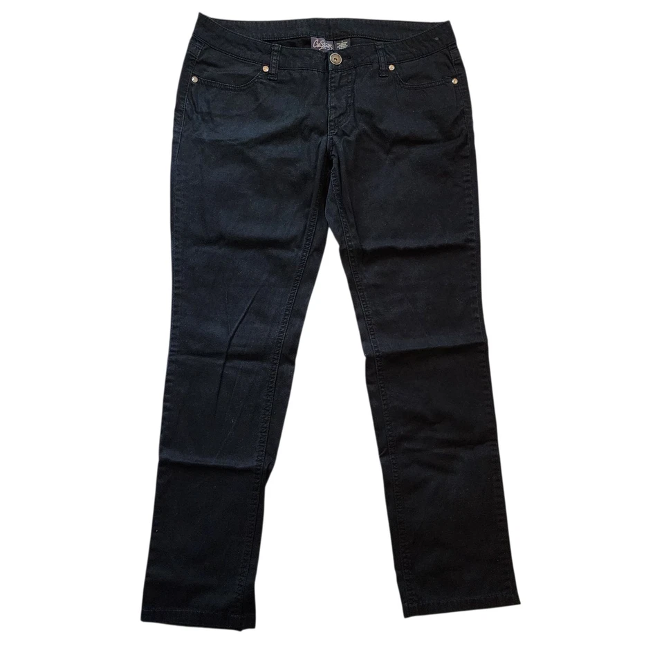 Pantalones de mezclilla ajustados City Streets para mujer talla 11 juniors negros tiro bajo elásticos Foto 1 de 4