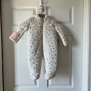 Kensie Girl Infant Puffer Snowsuit 6/9M Hearts White Pink Winter Outfit - Picture 1 of 7