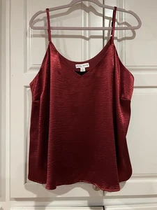 Ava & Viv 1X Red Satin Adjustable Plus Size Cami Tank Top NWT - Picture 1 of 4