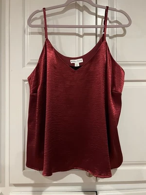 Ava & Viv 1X Red Satin Adjustable Plus Size Cami Tank Top NWT - Image 1 of 4