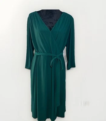 Eliza J  Dress Women’s Green Faux Wrap V Neck  3/4 Sleeve Midi Plus Size 18 - Image 1 of 4