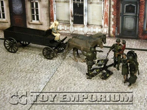 Custom Built 1:35 WWII US Soldier Set "Hold UP" w/ Wooden Cart & Horses (6) - Picture 1 of 12
