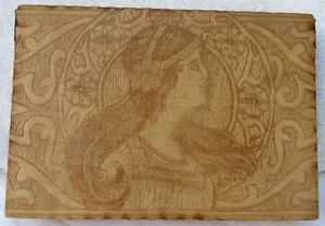 Caja tipo arte hobo, baratija-cigarro, estilo libertad/cameo madera y cuero - Imagen 1 de 10