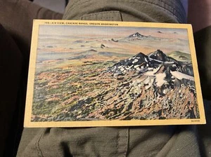Tarjeta postal vintage de 1930 vista aérea de Cascade Range Washington-Oregón - Imagen 1 de 2