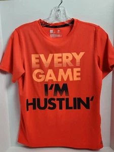 Xersion Boys Orange "Every Game I'm Hustlin" 100% Polyester Shirt Size L 14/16 - Picture 1 of 5