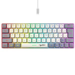 Membrane Keyboard 63- Colourful  Wired Keyboard Gaming USB-C F8Z8 - Picture 1 of 11