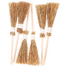 6 Mini Straw Brooms Halloween Dollhouse Decoration Accessory