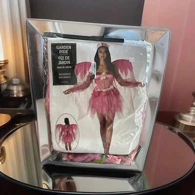 Womens Pink Garden Pixie Fairy Halloween Adult Costume Medium 6-8 - Image 1 of 4
