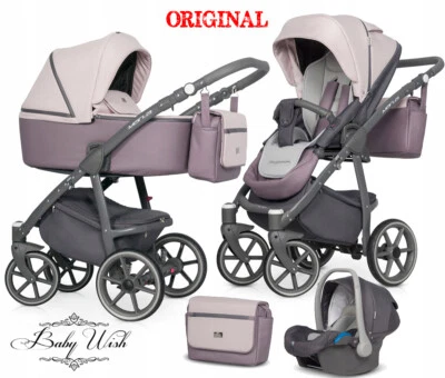 RIKO MARLA BABY PRAM 2in1  3in1  CARRYCOT + PUSHCHAIR + CAR SEAT + ISOFIX BASE - Image 1 of 4