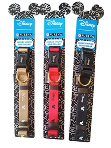 Purina Disney Mickey Mouse Adjustable Dog Collar Medium Dogs Gold, Red ,Black - Picture 1 of 2