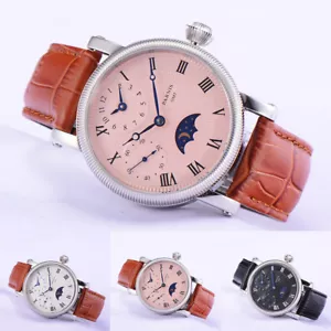 Reloj informal Parnis fase lunar pequeño cuerda segunda mano 43 mm para hombre caja de acero inoxidable - Imagen 1 de 31