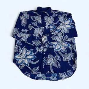 RALPH LAUREN Navy Blue 100% Cotton Shirt Paisley Pattern UK 12 - 16 - Picture 1 of 8
