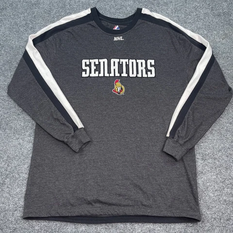 Majestic Ottawa Senators T Shirt Mens Size Large Long Sleeve Stitched Logo NHL Cover