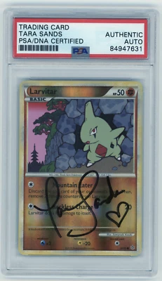 PSA Signed Tara Sands Larvitar 50/95 Reverse Holo HGSS Unleashed Pokémon - Image 1 of 2