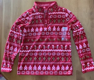 OSHKOSH B'gosh Red Santa/Gingerbread Man Fleece Pullover Size 12 NWT - Picture 1 of 9