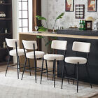 Boucle Bar Stools Set Of 4, Modern Kitchen Counter Barstools Upholstered White