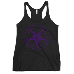 Purple Sigil of Baphomet Insignia of Satan Women's Racerback Tank Top Shirt - Picture 1 of 13