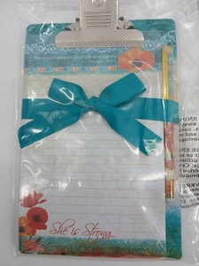 (Lot Of 6) Novelty She Is Strong Empowering Clipboard Pad Pen Giftset Prov31:25* - Picture 1 of 12