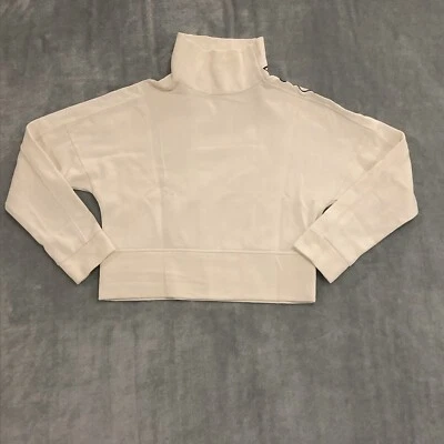 Juicy Couture Mujer’s Jersey Recortado S Marfil Polar Suéter Pullover De Gran Tamaño Foto 1 de 4