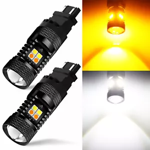 JDM ASTAR 2x 3157 1600Lm Dual Color 16 SMD White Amber Switchback LED Turn Bulbs - Picture 1 of 9