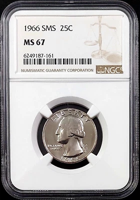 1966 SMS Washington Quarter certified MS 67 by NGC! sku 87161 - Image 1 of 4