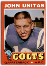 1971 Topps #1 JOHNNY UNITAS NM Baltimore Colts Football Trading Card