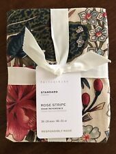 Pottery Barn Rose Floral Stripe Reversible Sham,Size Standard,  New W/$55.00 Tag
