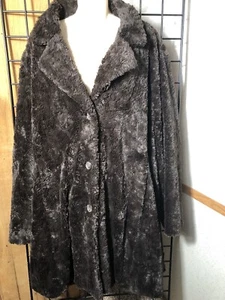 Vintage 90's TALLY-HO Outerwear Brown Faux Fur buttonfront Coat women Size 3X - Picture 1 of 7