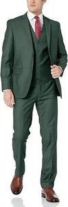 Adam Baker Men's Slim Fit 3-Piece (Jacket, Vets, Trousers) Vested Suit Set - Picture 1 of 19