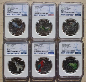 6 Pcs NGC MS69 Austria 3Euro Coins - Colourful Creatures - Glow in Dark - Picture 1 of 9