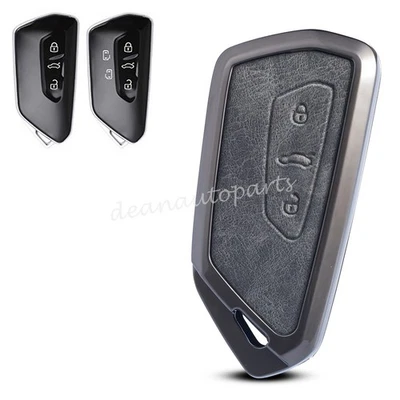 Metal Leather Car Key Fob Case Cover For Volkswagen Golf 8 Seat Leon Cupra Born - Image 1 of 4