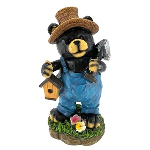 Country Bear in Overalls Holding Birdhouse and Shovel Figurine 6.5 Inch New - Picture 1 of 8