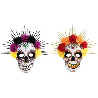 Day of the Dead Mask - Floral Halloween Skull Party Mask - Image 1 of 4