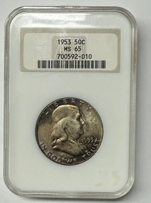 1953 FRANKLIN HALF DOLLAR NGC MS 65 Toning - Image 1 of 3